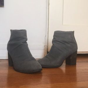 Gray canvas booties